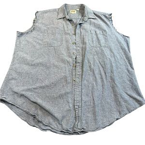 Mens Ely Cattleman denim blue color cut off sleeve shirt XXL